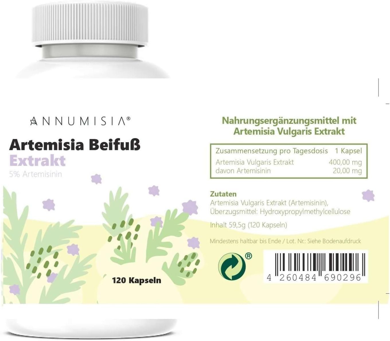 120 Kapseln Artemisia Beifuß Extrakt Kapseln hochdosiert vegan | ANNUMISIA