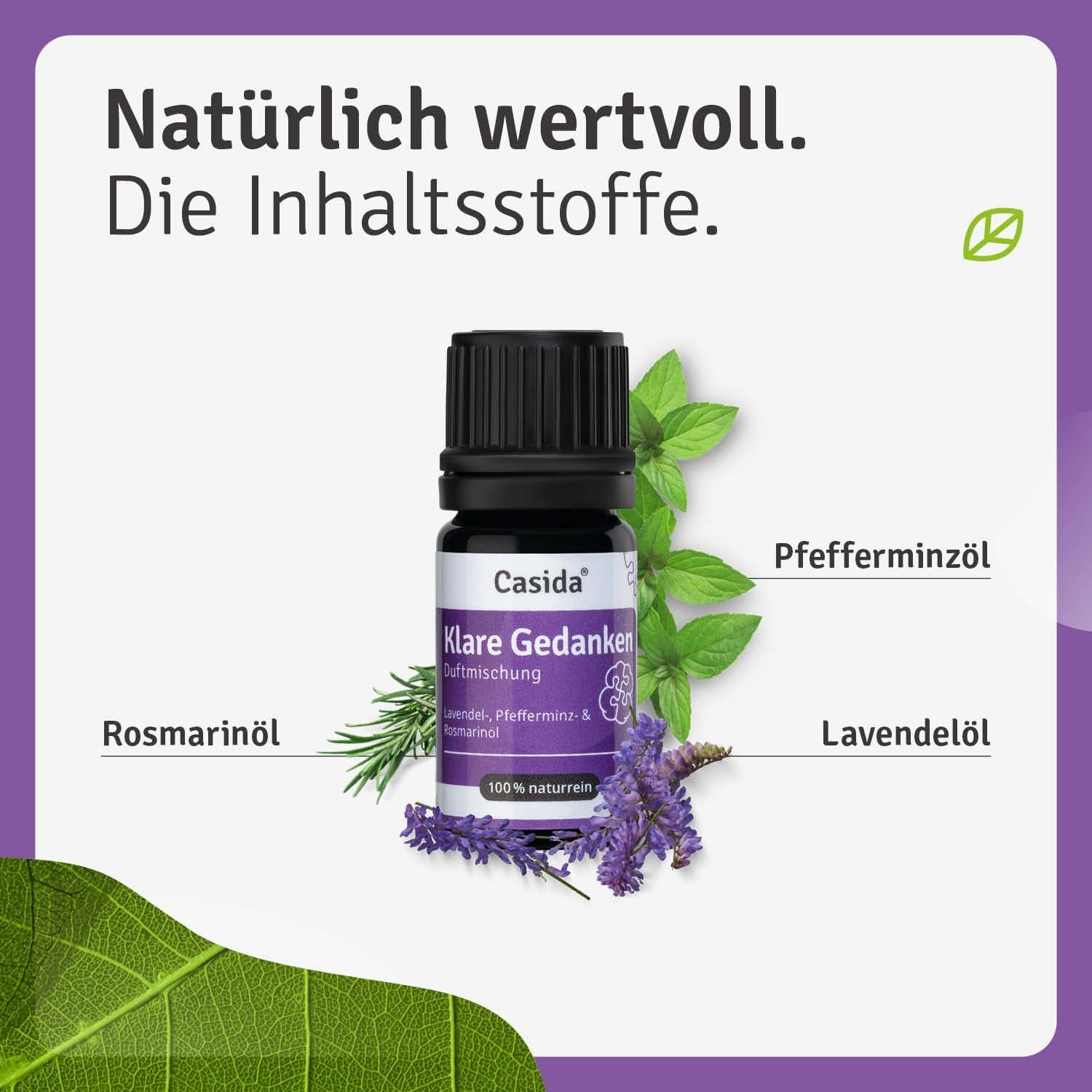5 ml Klare Gedanken Duftmischung | Ätherische Öle für mehr Fokus & Klarheit | Casida