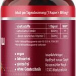 250 Kapseln Camu Camu Extrakt Kapseln hochdosiert mit natürlichem Vitamin C | Redfood