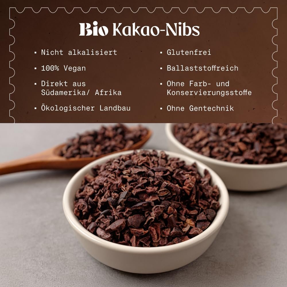1000 g Roh Kakao Nibs Bio – Natürlich, reich an Magnesium & Eisen, Rohkostqualität | NaturaleBio