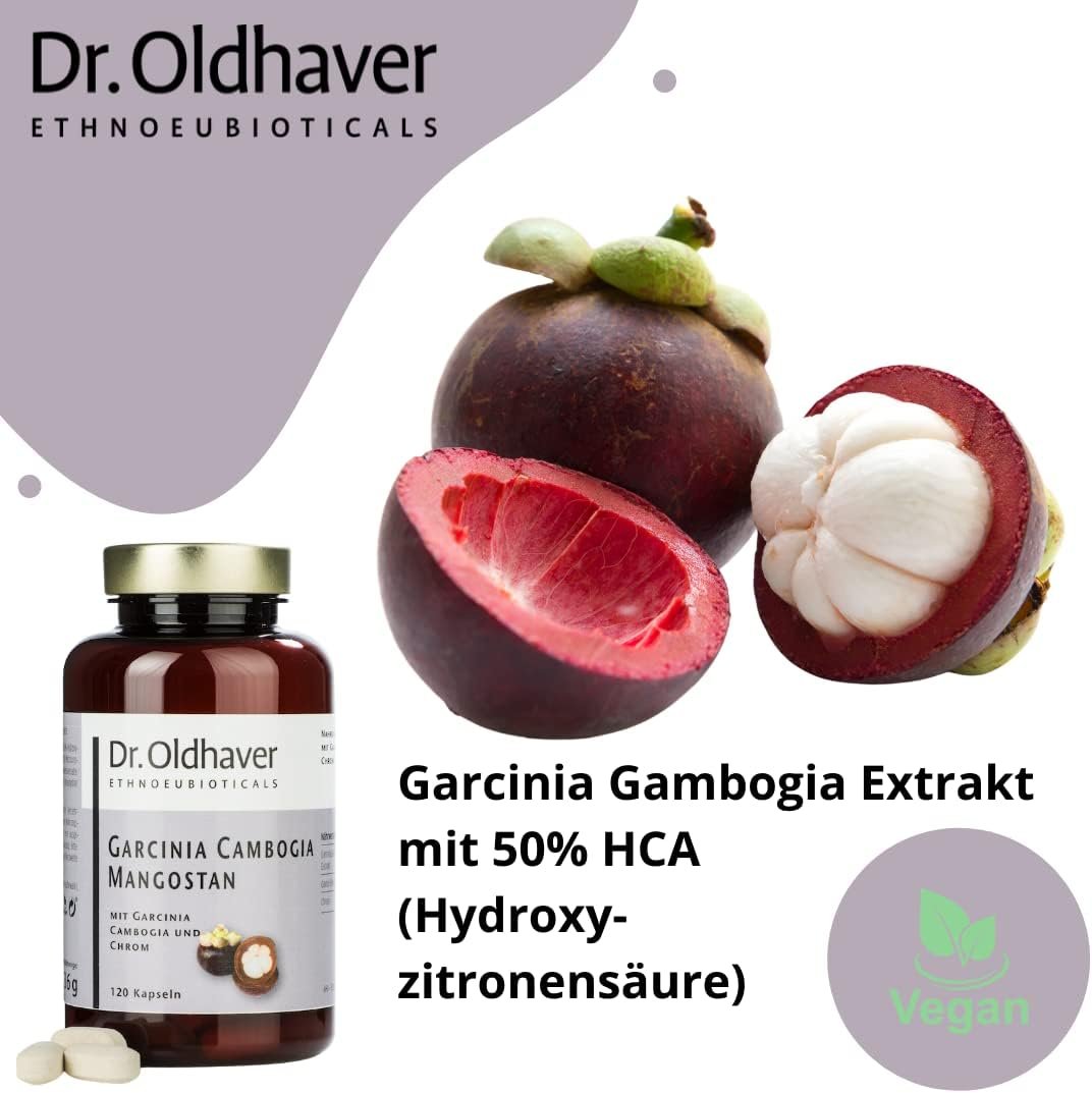 120 Garcinia Cambogia Presslinge – mit Mangostan & Chrom, hochdosiert | Dr. Oldhaver