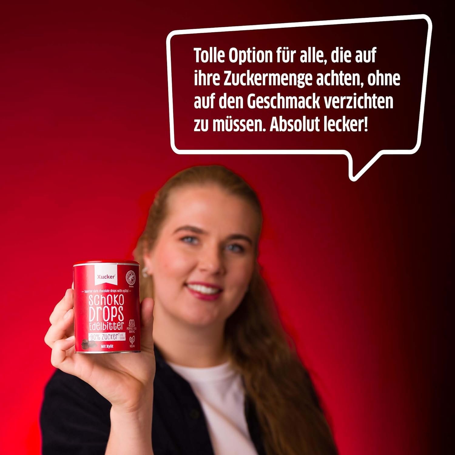 200g Edelbitter Schokodrops mit Xylit | Vegan & zuckerreduziert | Xucker