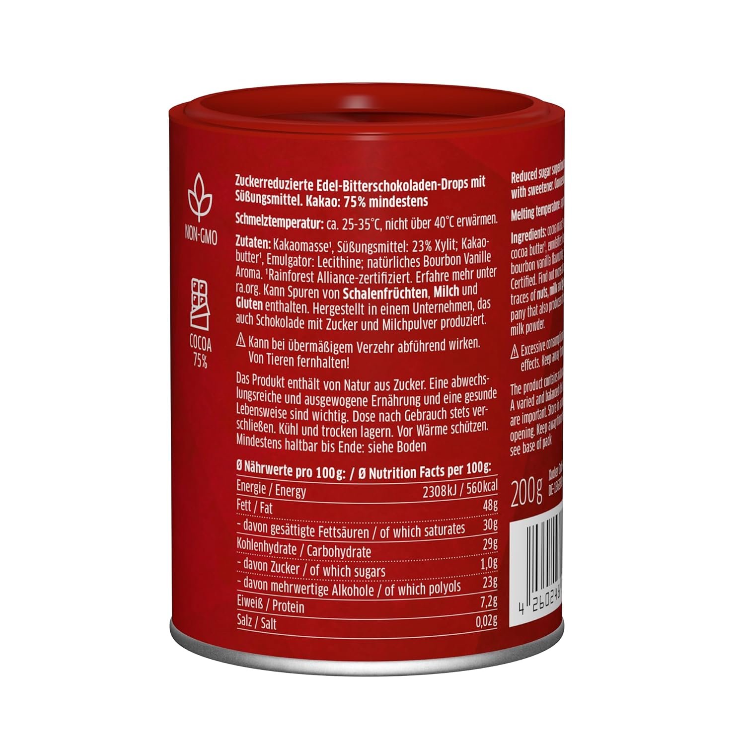 200g Edelbitter Schokodrops mit Xylit | Vegan & zuckerreduziert | Xucker