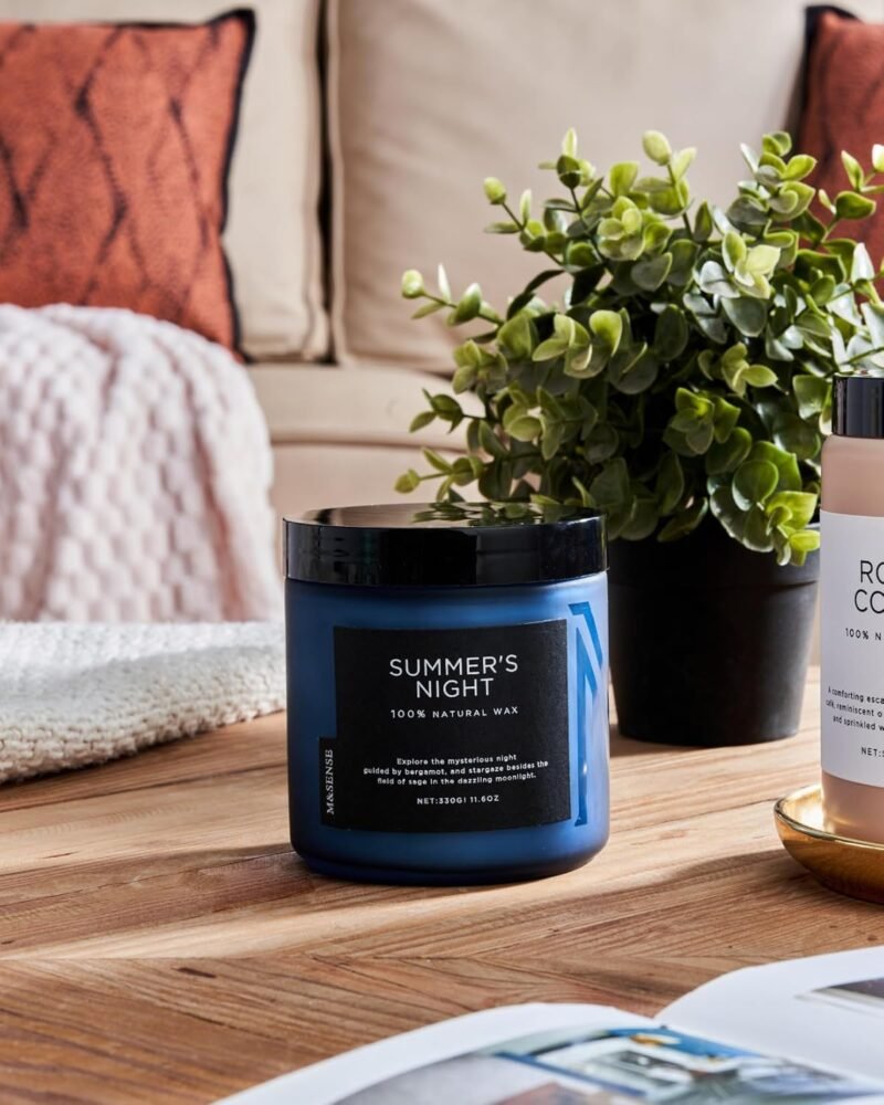 330g Sommernacht Duftkerze im Glas | Natürliche Sojakerze mit Patchouli-Duft & 2 Dochten | M&SENSE