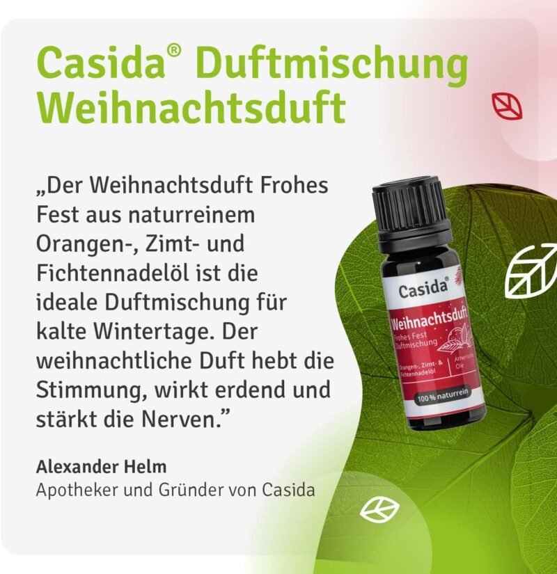 10 ml Weihnachtsduft Öl Frohes Fest | Ätherisches Weihnachtsöl mit Zimt & Orange | Casida