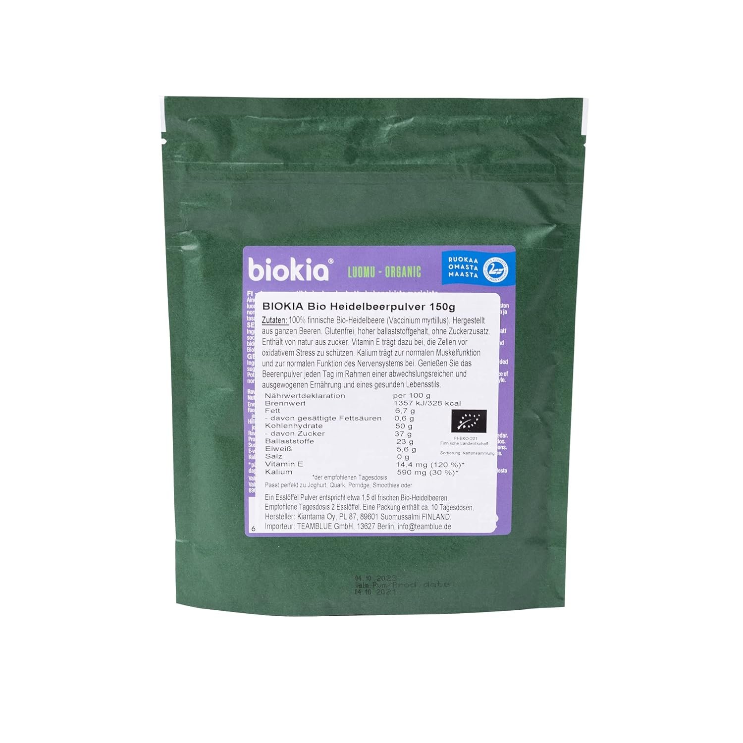 71B+OoJQDAL._SL1500_ 150g Heidelbeerpulver Bio – aus finnischen Wildbeeren & ohne Zusätze | Biokia