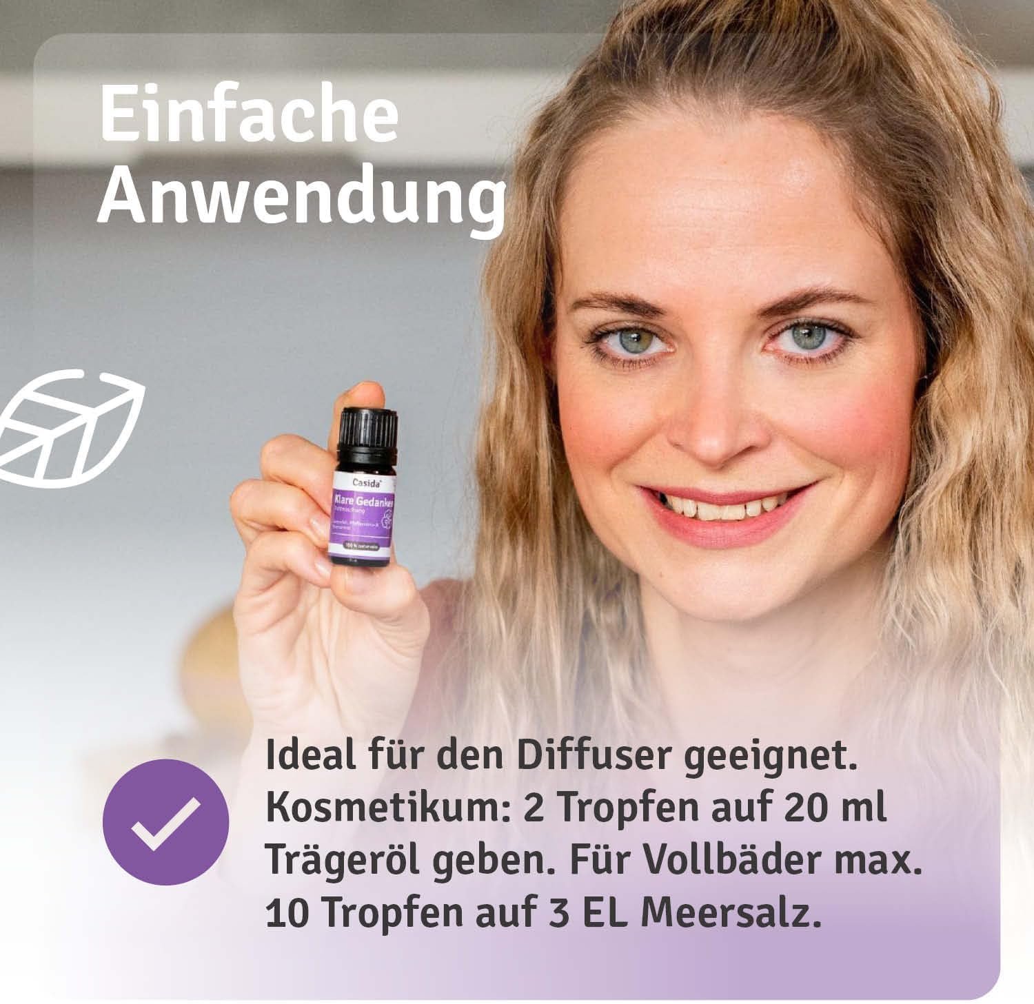 5 ml Klare Gedanken Duftmischung | Ätherische Öle für mehr Fokus & Klarheit | Casida
