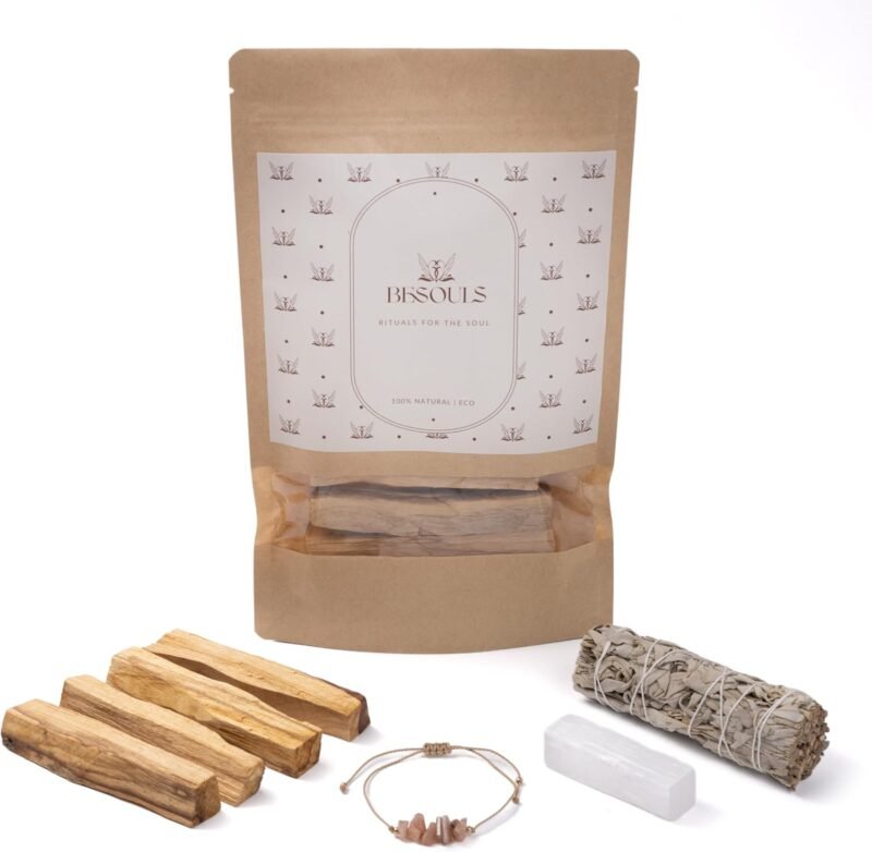 12-teiliges Set Räucherset Hausreinigung – Weißer Salbei, Palo Santo & Selenit Armband | BESOULS