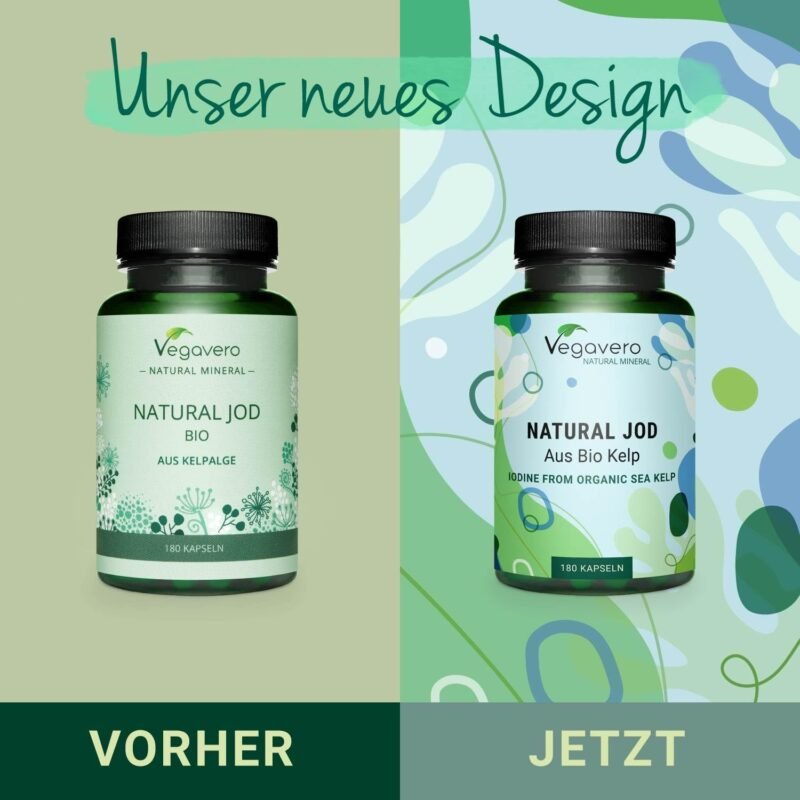 180 Jod aus Bio Kelp Kapseln – 150 µg reines Jod aus Braunalgen, vegan | Vegavero