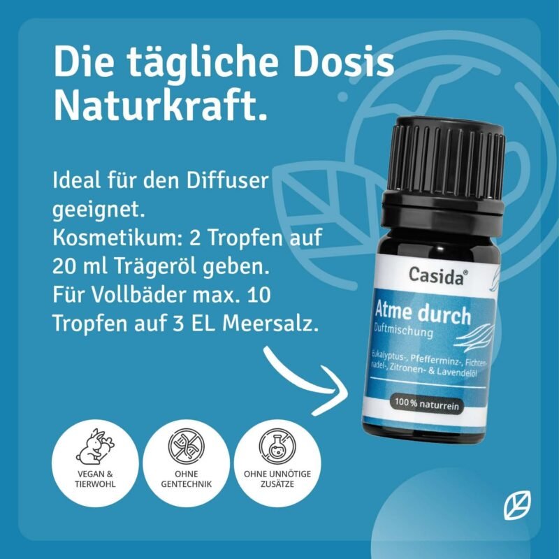 5 ml Atme durch Duftmischung | Ätherische Öle für freie Atemwege | Casida
