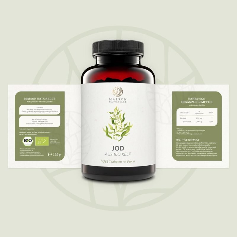365 Bio Kelp Jod Kapseln – Natürliche Jodquelle aus Braunalgen, rein & vegan | MAISON NATURELLE