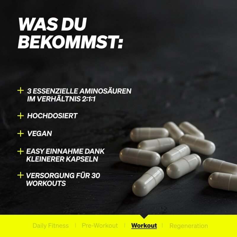 360 BCAA Kapseln 2:1:1 hochdosiert – Essenzielle Aminosäuren für Muskeln | Natural Elements