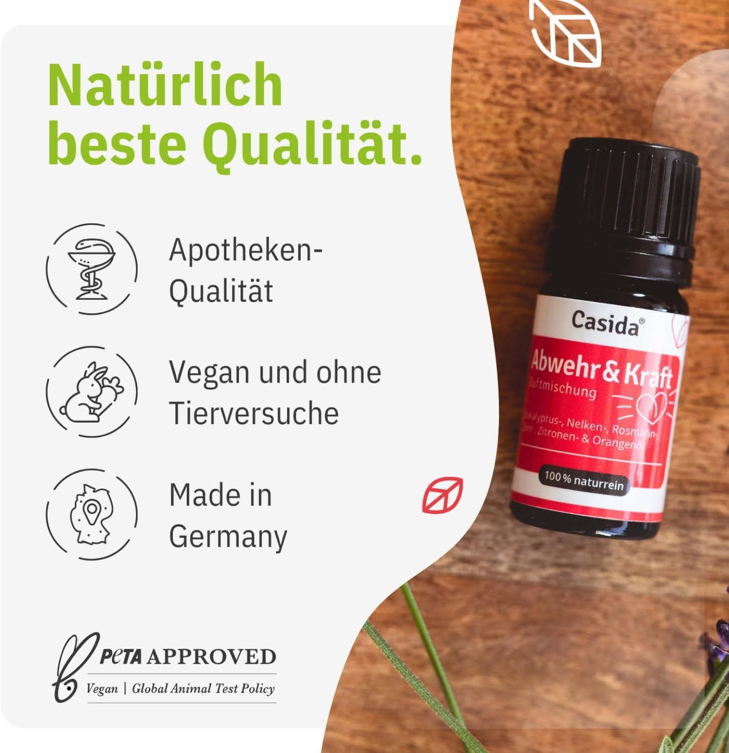5 ml Casida Abwehr & Kraft ätherische Öle | Stärkende Duftmischung für das Immunsystem |Casida