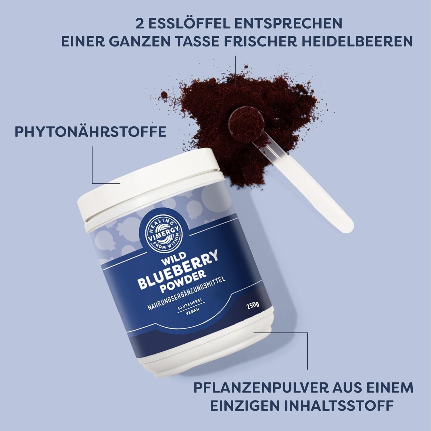 71LJCy2T9ML._AC_SL1500_ 250g Wild Heidelbeerpulver Bio – ganze Beeren, ohne Zusätze | Vimergy