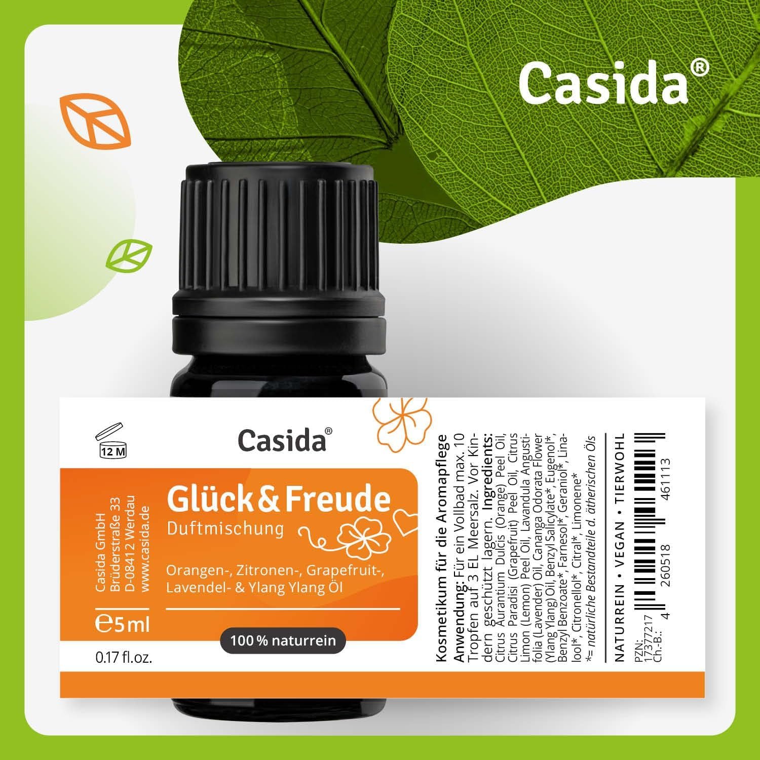 71PqxGiqr7L._AC_SL1500_ 5 ml Glück & Freude Duftmischung | Ätherische Öle für gute Stimmung | Casida