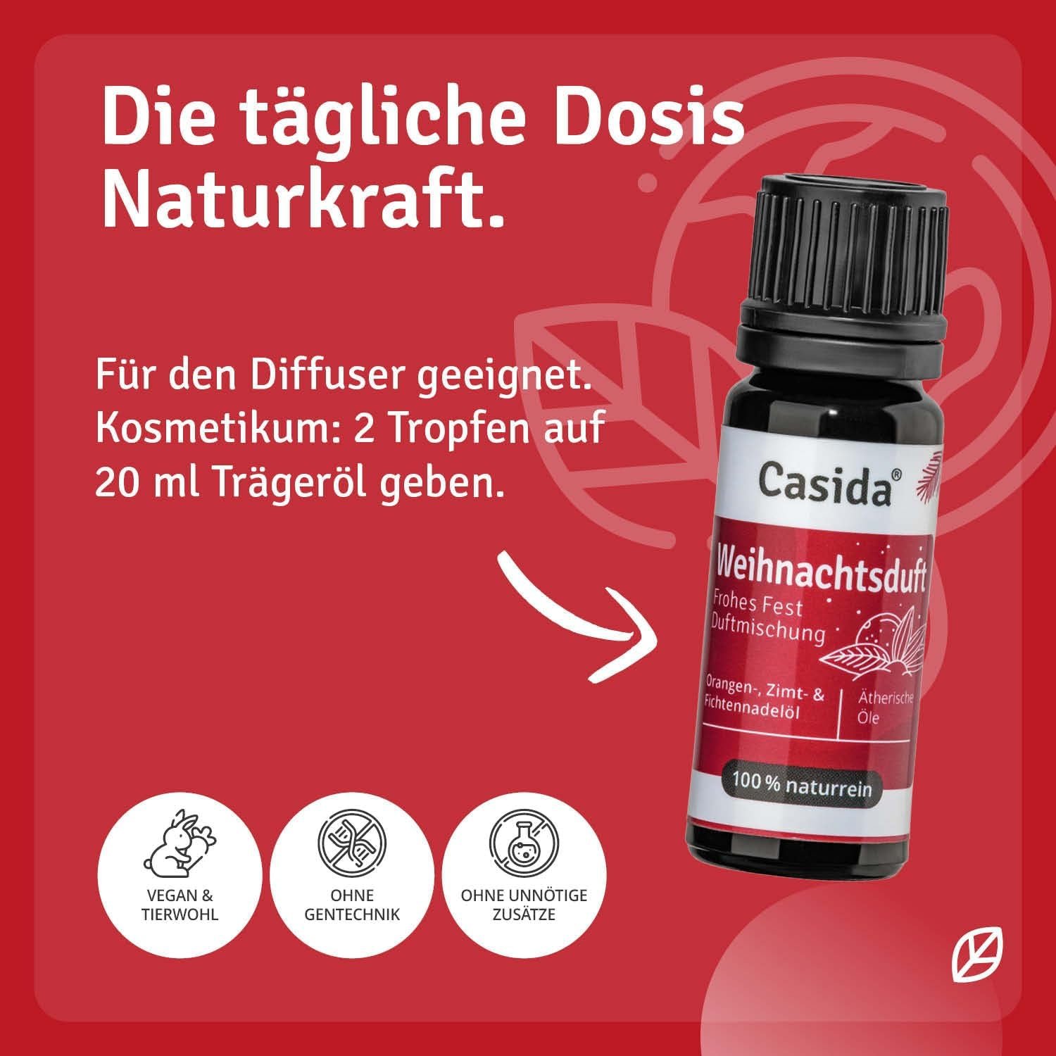 10 ml Weihnachtsduft Öl Frohes Fest | Ätherisches Weihnachtsöl mit Zimt & Orange | Casida