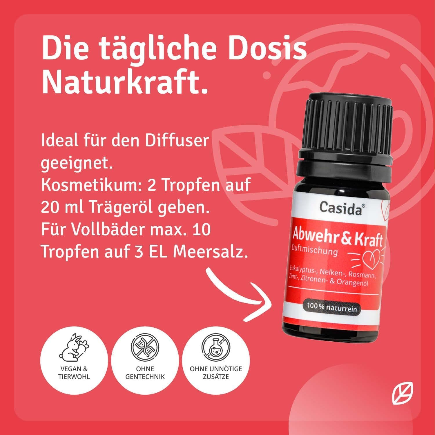 5 ml Casida Abwehr & Kraft ätherische Öle | Stärkende Duftmischung für das Immunsystem |Casida
