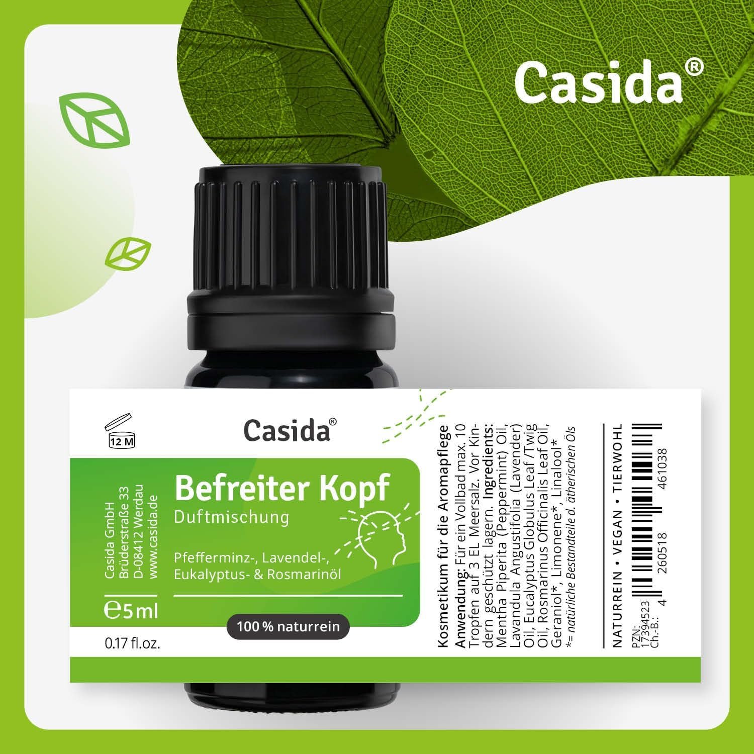 5 ml Casida Befreiter Kopf Duftmischung | Ätherisches Öl mit Pfefferminz & Eukalyptus
