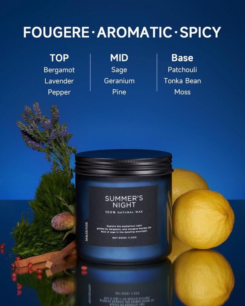330g Sommernacht Duftkerze im Glas | Natürliche Sojakerze mit Patchouli-Duft & 2 Dochten | M&SENSE