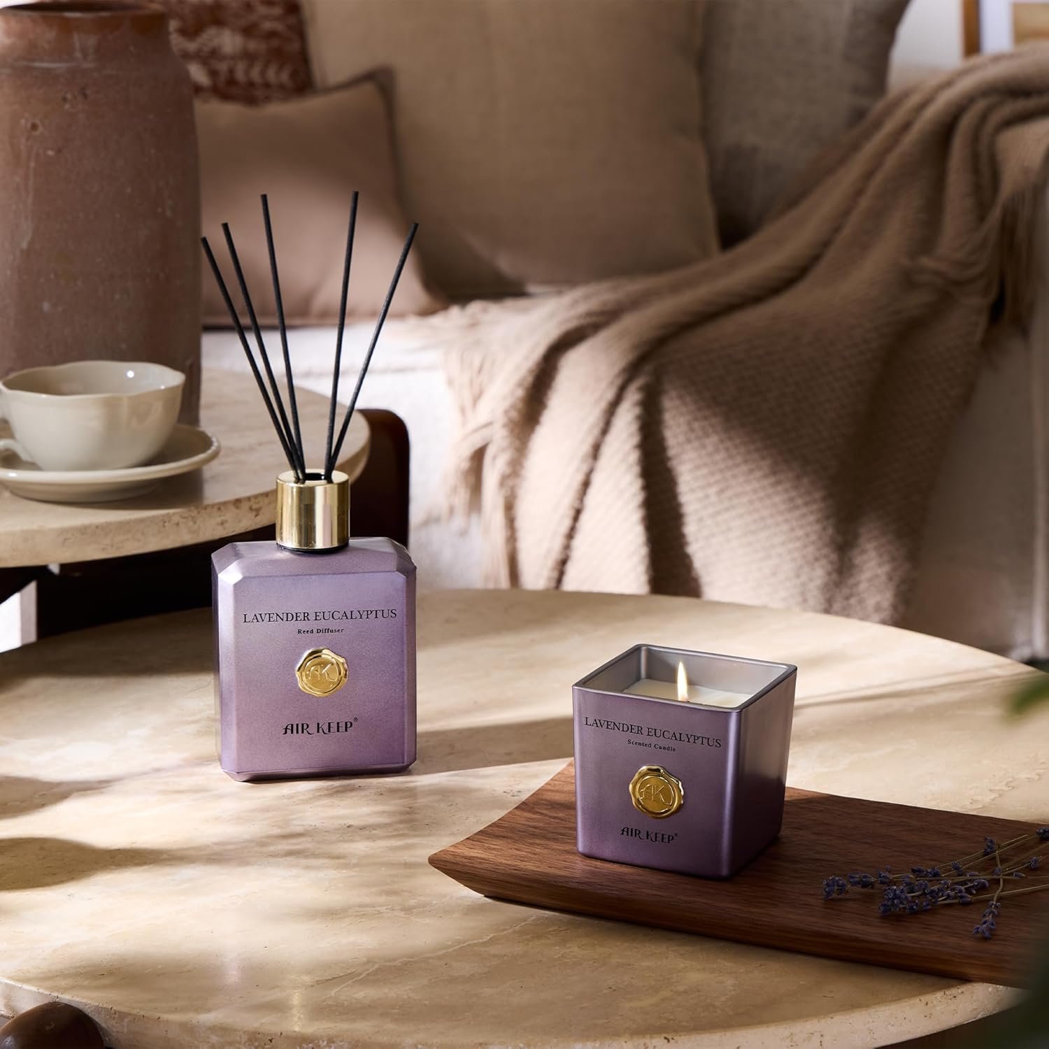 220g Duftkerze Lavender Eucalyptus – Aromatische Kerze mit 46h Brenndauer | Airkeep