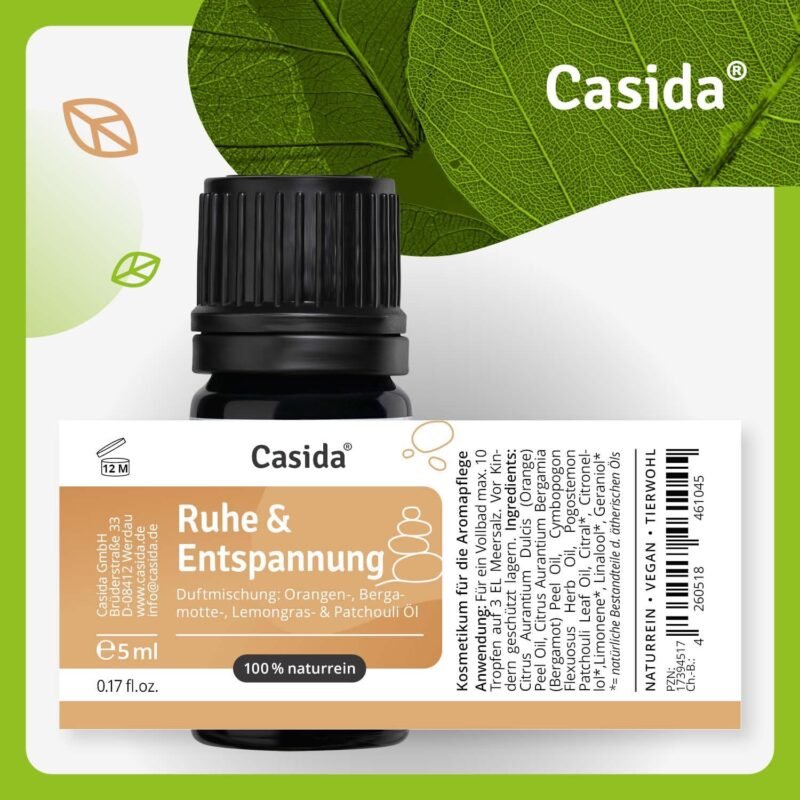 5 ml Ruhe Entspannung Duftmischung | Ätherische Öle für Gelassenheit & Balance | Casida