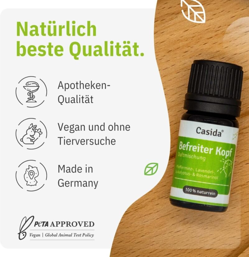 5 ml Casida Befreiter Kopf Duftmischung | Ätherisches Öl mit Pfefferminz & Eukalyptus