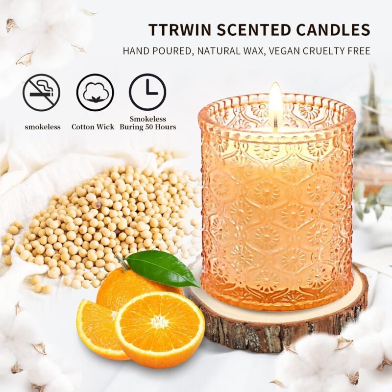 200g Duftkerze Orange – Natürliches Sojawachs mit 50h Brenndauer | TTRWIN