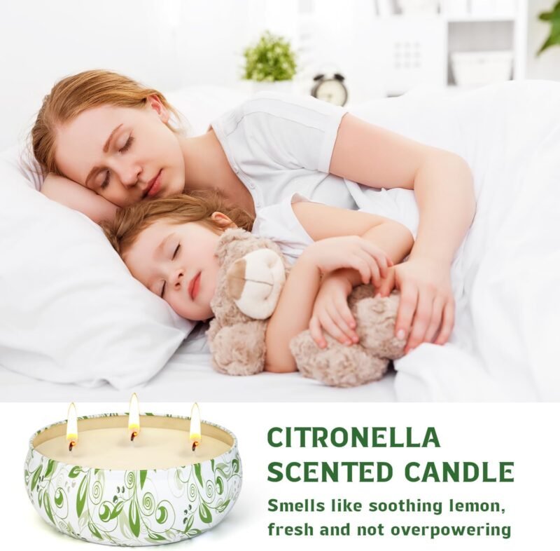 3x400ml Citronella Kerze Outdoor | 300h Duftkerzen mit 3 Dochten für Garten & Terrasse | Ldumoduw