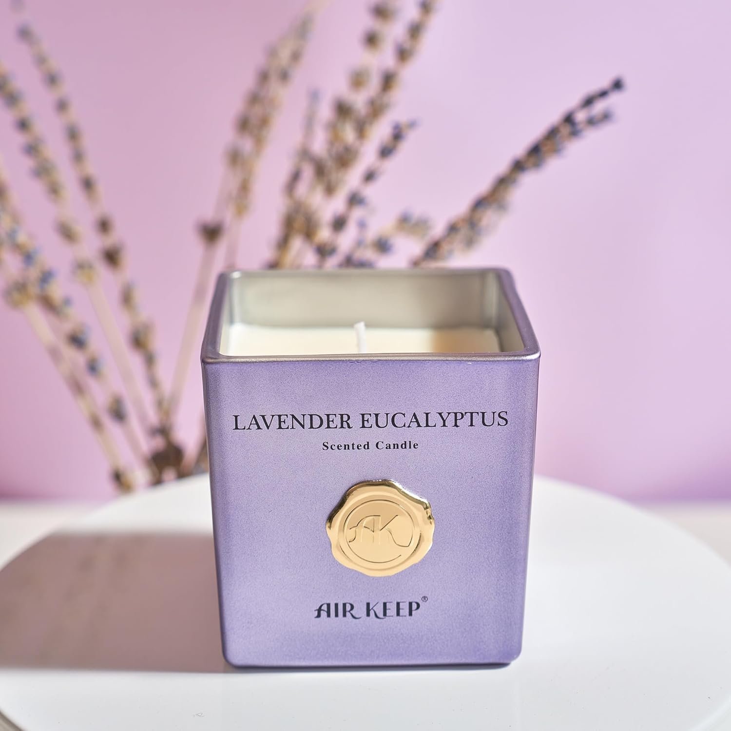 220g Duftkerze Lavender Eucalyptus – Aromatische Kerze mit 46h Brenndauer | Airkeep