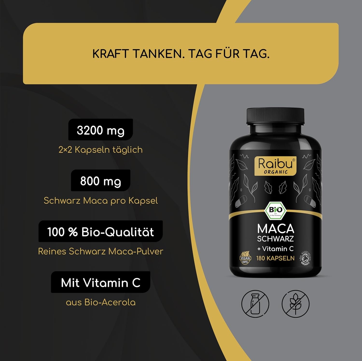 71gvVMBSedL._AC_SL1500_ 180 Schwarze Maca Kapseln Bio – hochdosiert, 3200 mg täglich, vegan & naturrein | Raibu