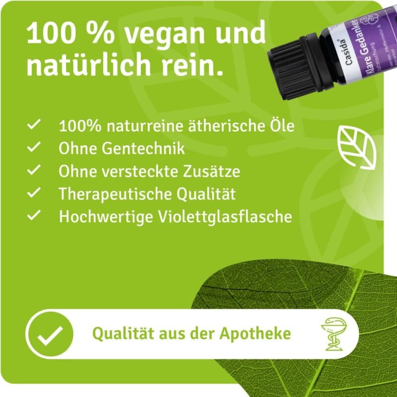 5 ml Klare Gedanken Duftmischung | Ätherische Öle für mehr Fokus & Klarheit | Casida