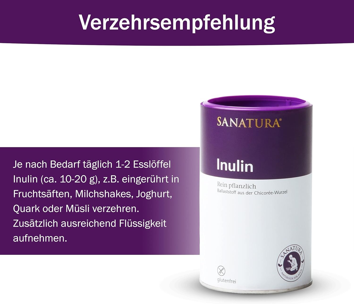 250g Inulin Pulver Bio – aus Chicorée-Wurzel, vegan & ballaststoffreich | Sanatura