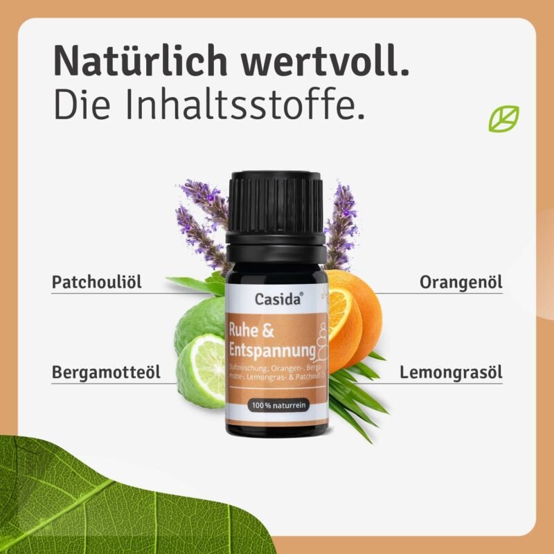 5 ml Ruhe Entspannung Duftmischung | Ätherische Öle für Gelassenheit & Balance | Casida