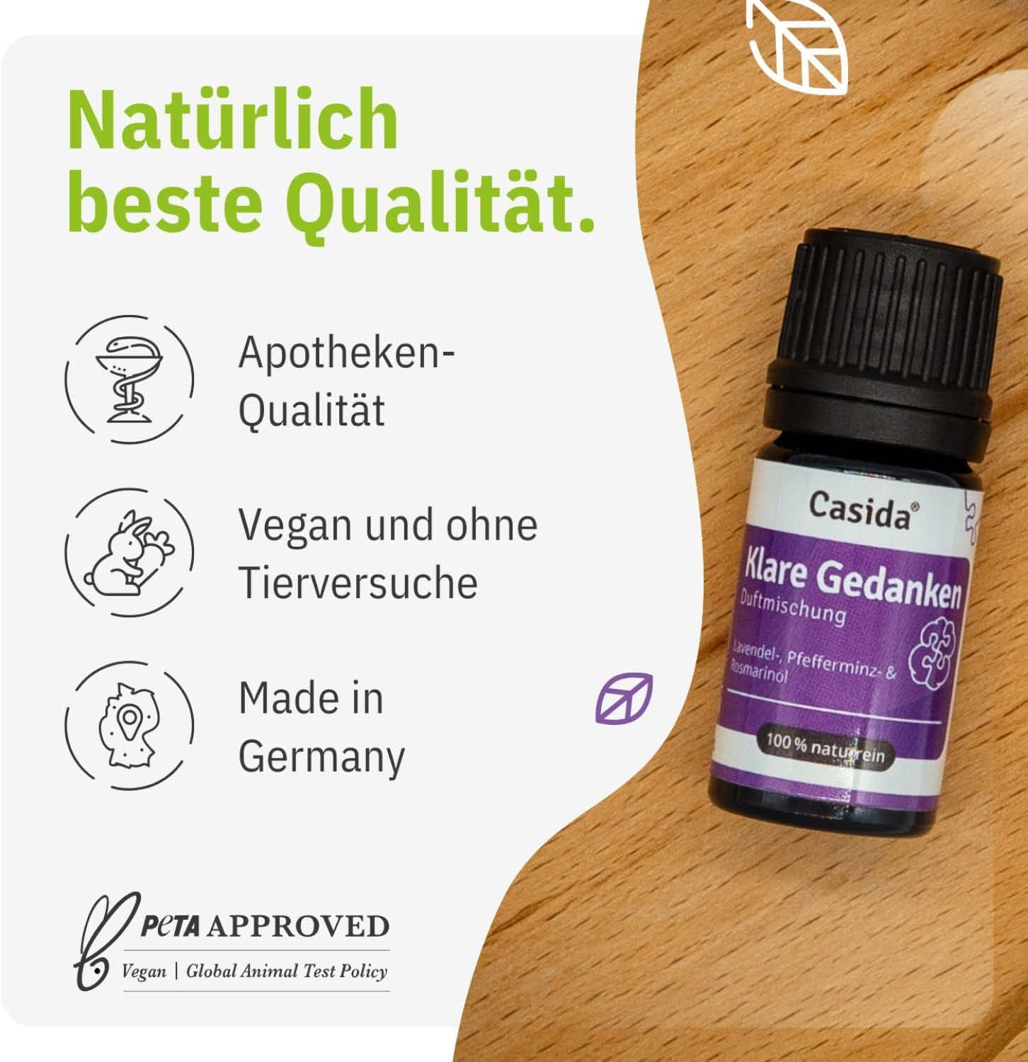 5 ml Klare Gedanken Duftmischung | Ätherische Öle für mehr Fokus & Klarheit | Casida