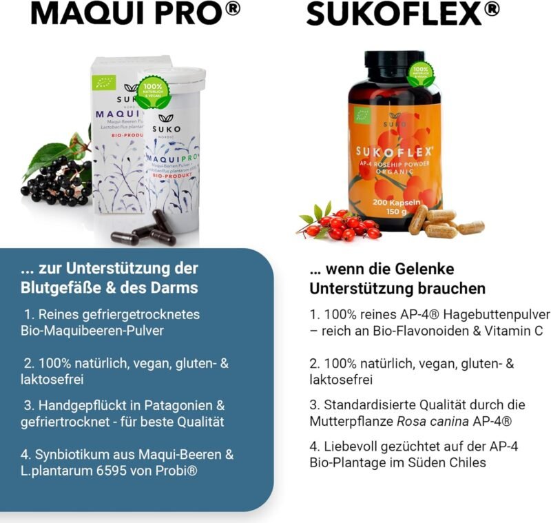 60 Synbiotikum Kapseln mit Maquibeeren – Probiotika & Präbiotika, bio & vegan | SUKO