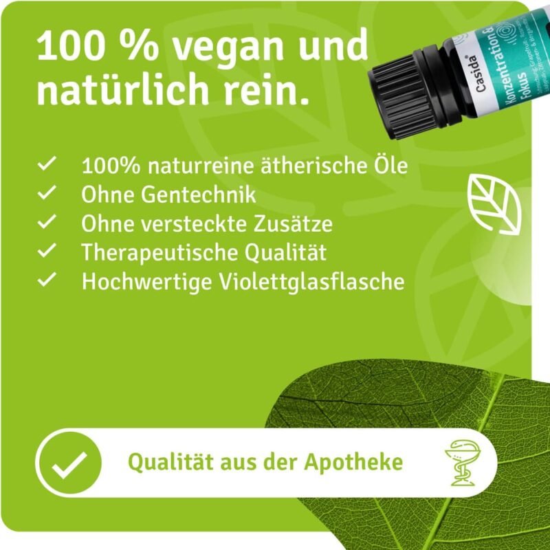 5 ml Konzentration Fokus Duftmischung | Ätherische Öle für mentale Leistung | Casida