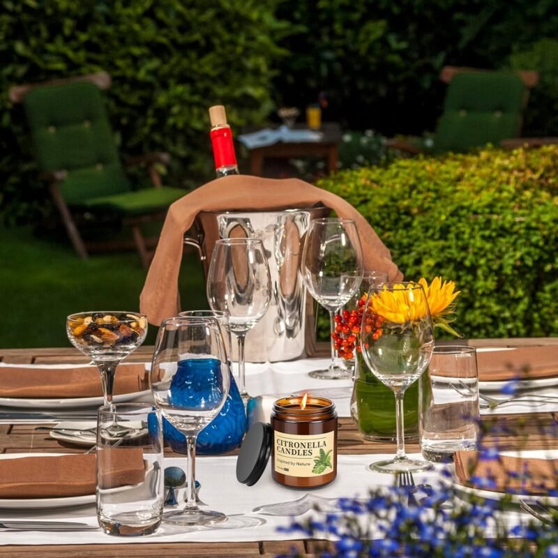 Citronella Kerze Outdoor Groß 3er Set | 240h natürliche Duftkerzen für Balkon & Terrasse | Auauraintt