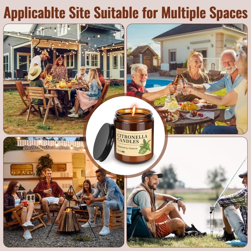 Citronella Kerze Outdoor Groß 3er Set | 240h natürliche Duftkerzen für Balkon & Terrasse | Auauraintt