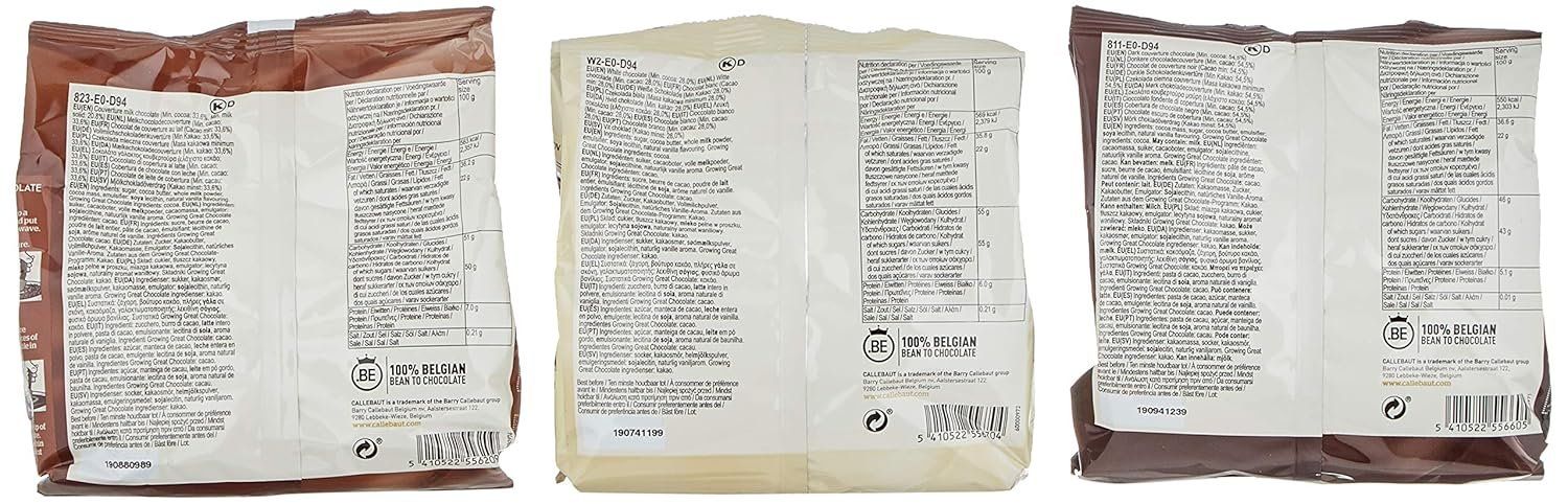 81CLUSuNXOL._SL1500_ 1200g Callebaut Kuvertüre Callets Mix – Dunkel, Milch & Weiß | Profi-Qualität | Callebaut