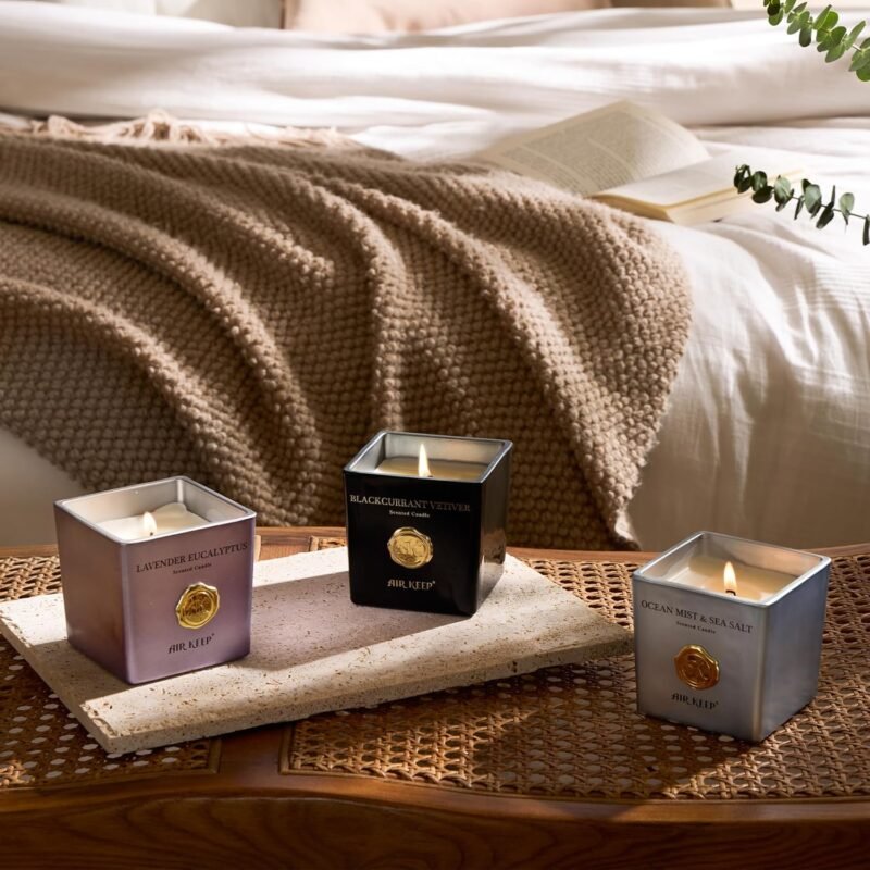 220g Duftkerze Lavender Eucalyptus – Aromatische Kerze mit 46h Brenndauer | Airkeep