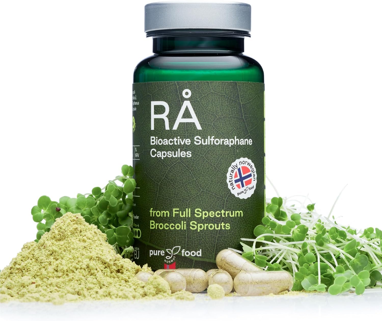 60 Kapseln Brokkoli Kapseln Bio aus Vollspektrum-Sprossen vegan | Pure Food Norway