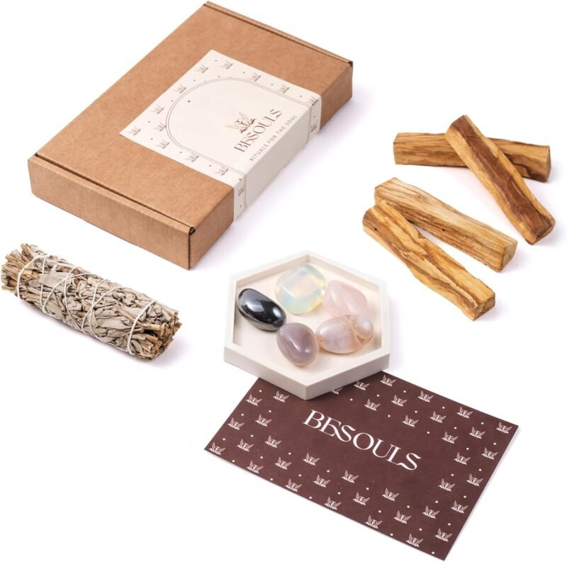 12-teiliges Set Räucherset Neue Anfänge – Weißer Salbei, Palo Santo & Heilsteine | BESOULS