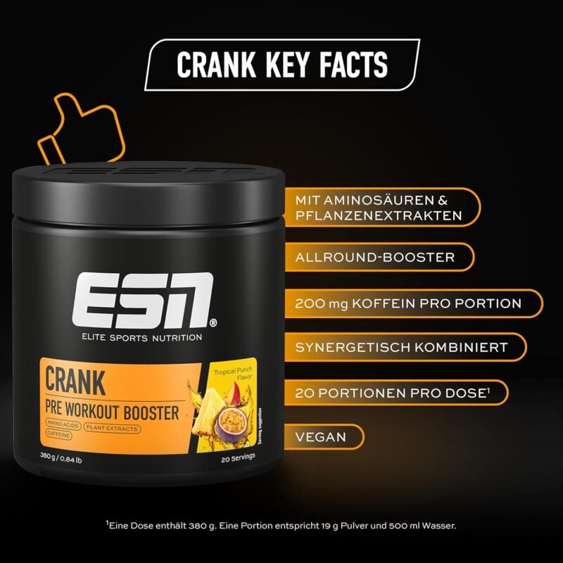 380g Pre Workout Booster Tropical Punch – Fokus & Energie | ESN