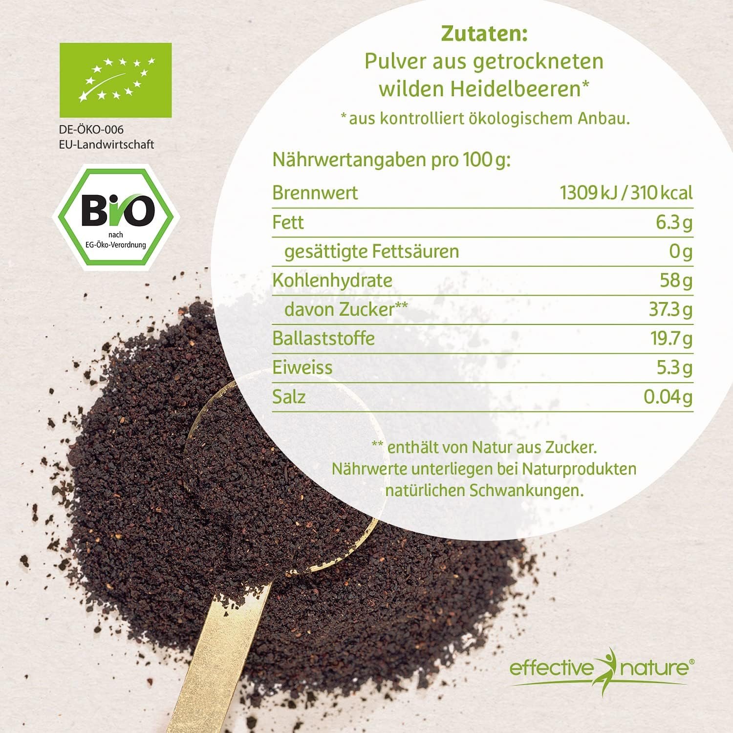 200g Wilde Heidelbeeren Bio Pulver – roh & antioxidativ | Effective Nature