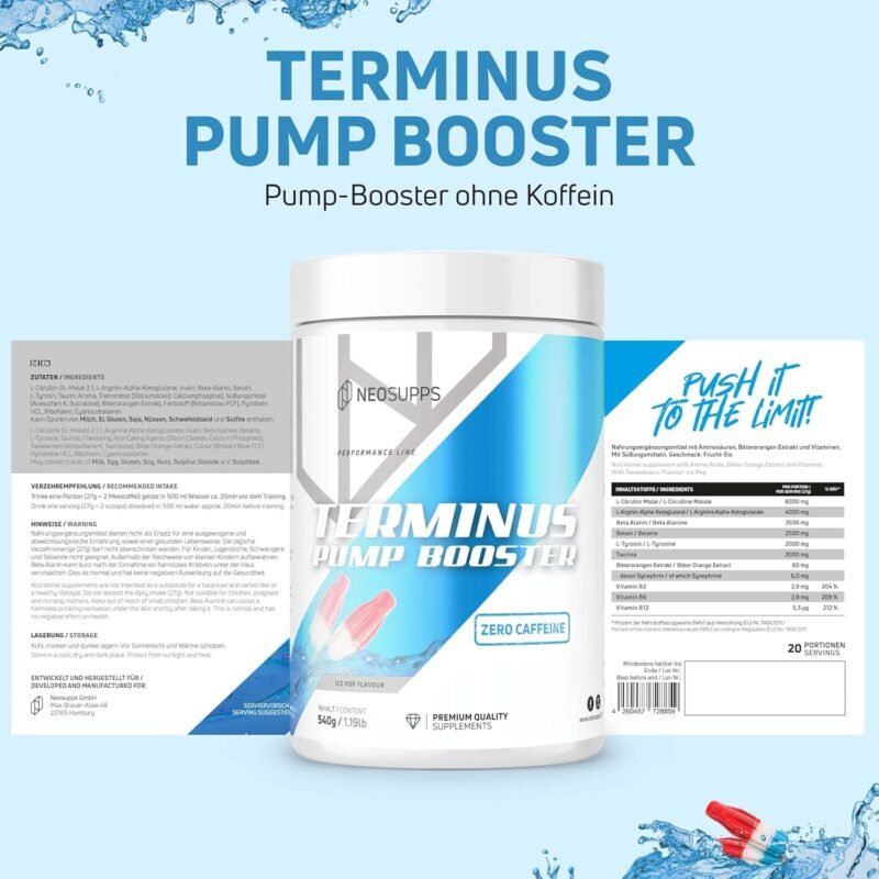 540 g Pre Workout Booster ohne Koffein Ice Pop – Fokus & Pump | NEOSUPPS
