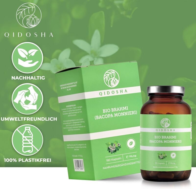 180 Kapseln Brahmi Kapseln Bio hochdosiert ayurvedisch vegan | QIDOSHA