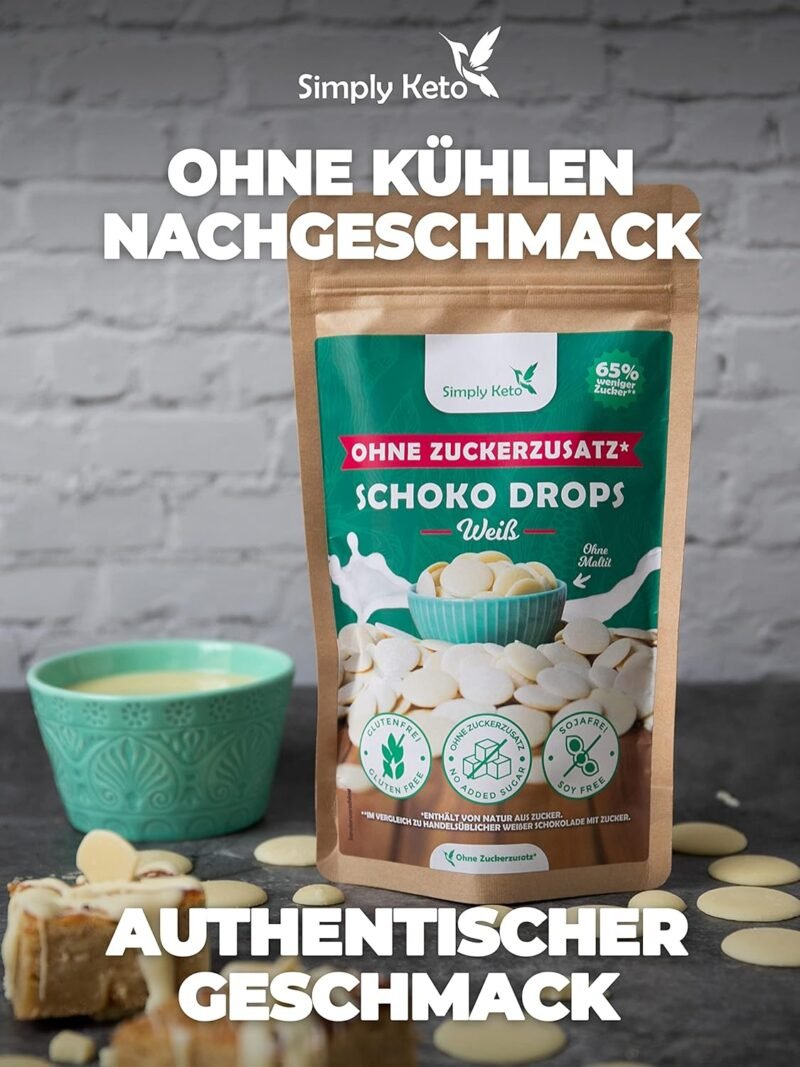 200g Weiße Schokodrops ohne Zuckerzusatz | Simply Keto