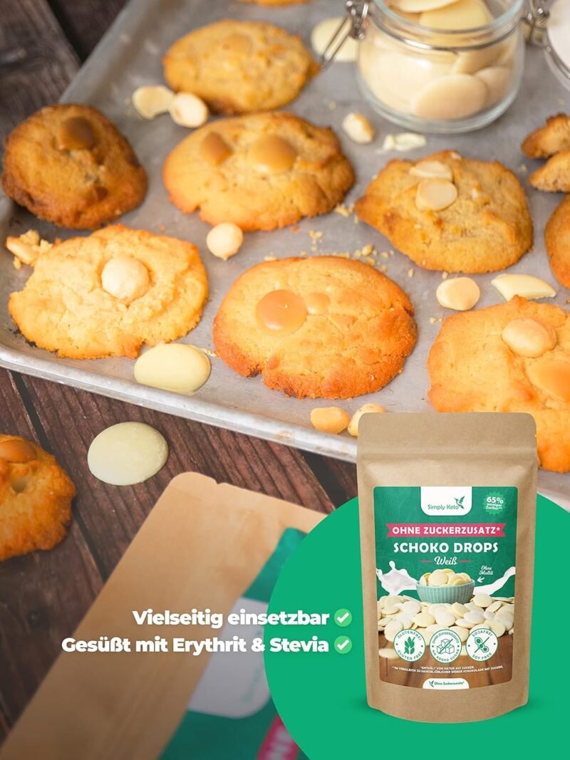 200g Weiße Schokodrops ohne Zuckerzusatz | Simply Keto