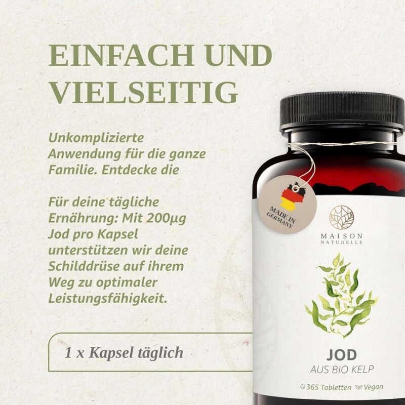 365 Bio Kelp Jod Kapseln – Natürliche Jodquelle aus Braunalgen, rein & vegan | MAISON NATURELLE