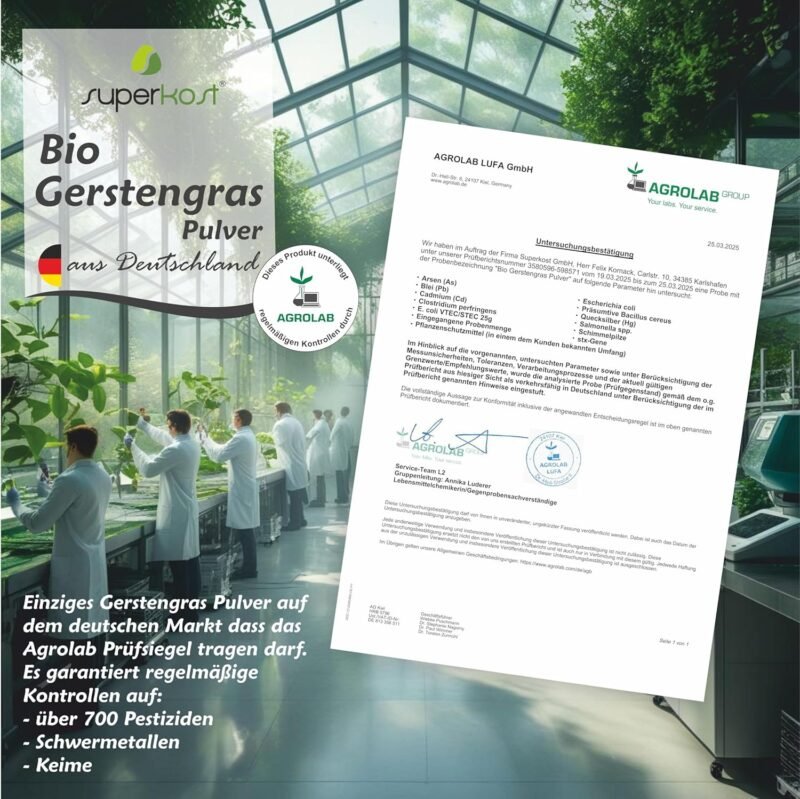 500g Gerstengras Pulver Bio – Rohkostqualität aus Bayern | Superkost